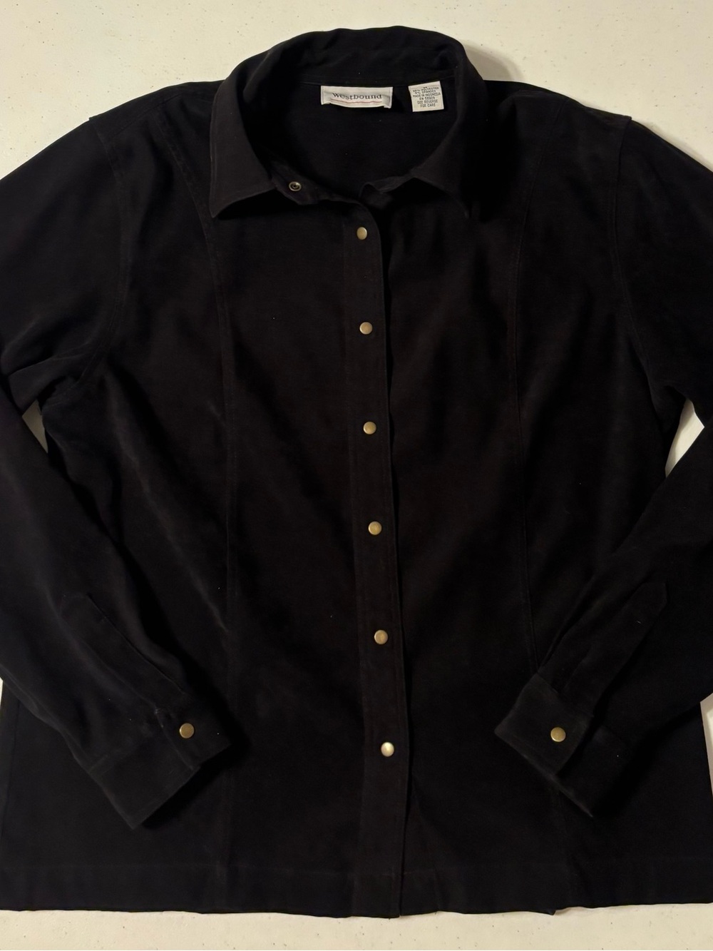 Westbound Black faux suede Long-Sleeve Button-Down Shirt